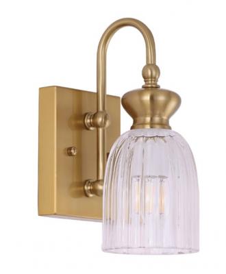 SINO Brass Ellipse Clear Glass Shade Wall Light